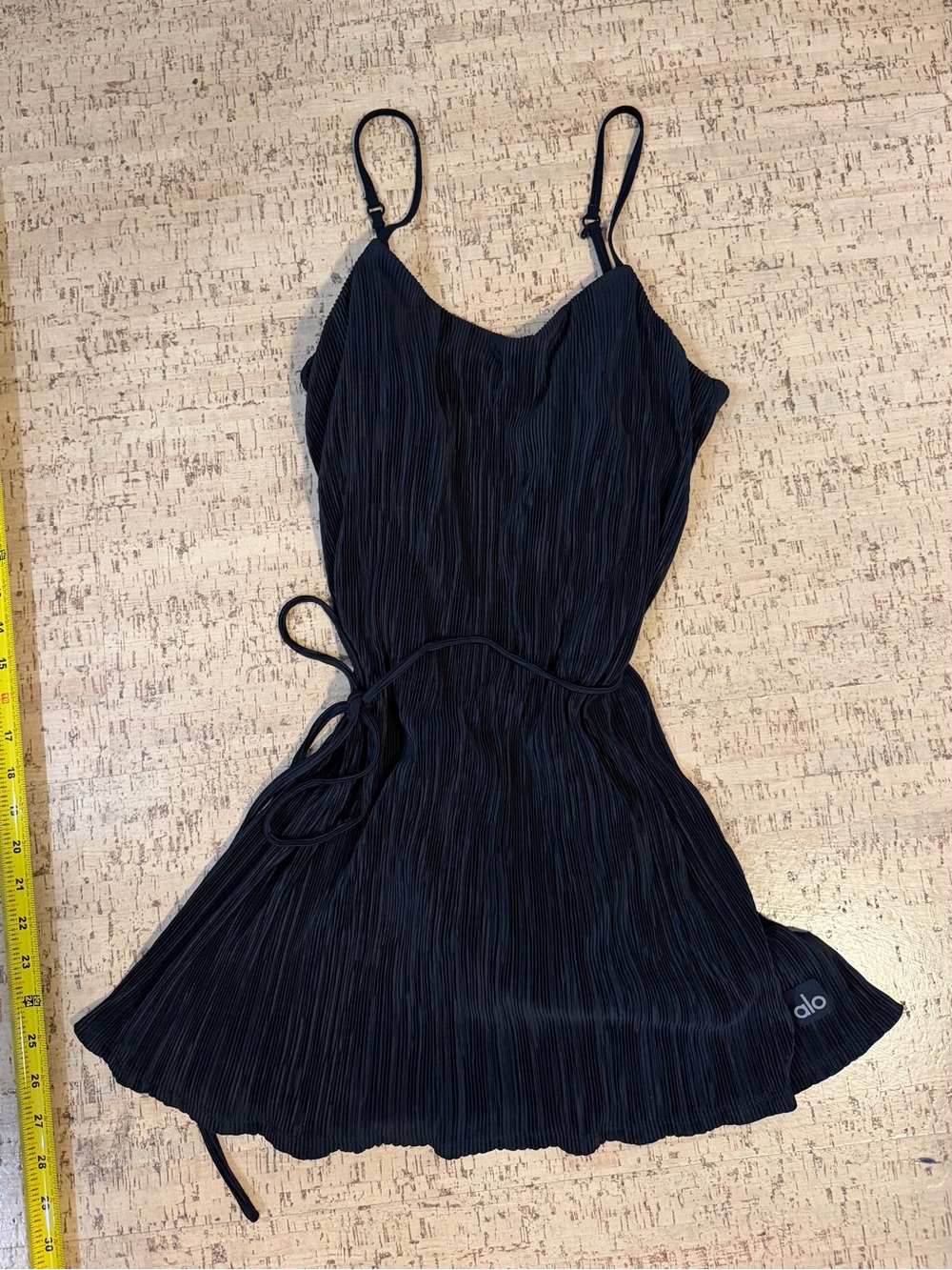 Alo Micro Plisse Tennis Dress Black Size Small